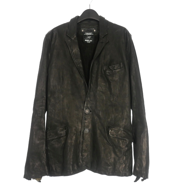 【中古】イサムカタヤマバックラッシュ ISAMU KATAYAMA BACKLASH THE LINE GUIDIカーフ レザーテーラードジャケット ブラック