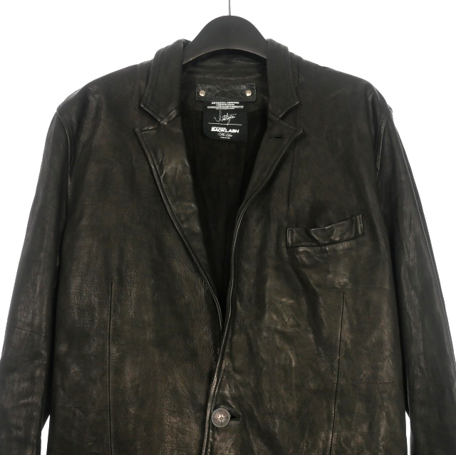 【中古】イサムカタヤマバックラッシュ ISAMU KATAYAMA BACKLASH THE LINE GUIDIカーフ レザーテーラードジャケット ブラック_2