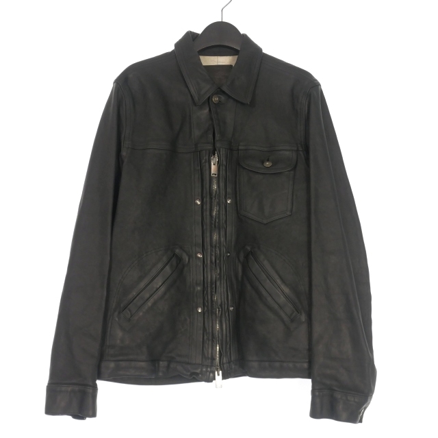 【中古】イサムカタヤマバックラッシュ ISAMU KATAYAMA BACKLASH GUIDIカーフ レザージャケット ブルゾン 長袖 L ブラック