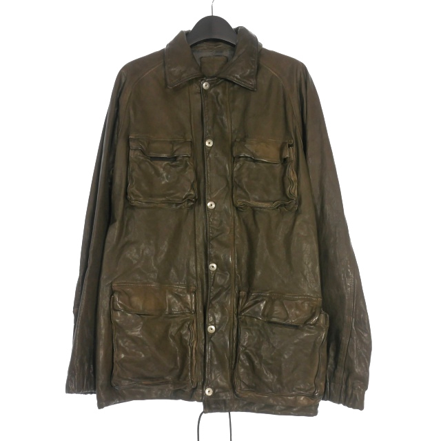 【中古】イサムカタヤマバックラッシュ ISAMU KATAYAMA BACKLASH ジャパンステアー ミモザ レザー製品染めブルゾン