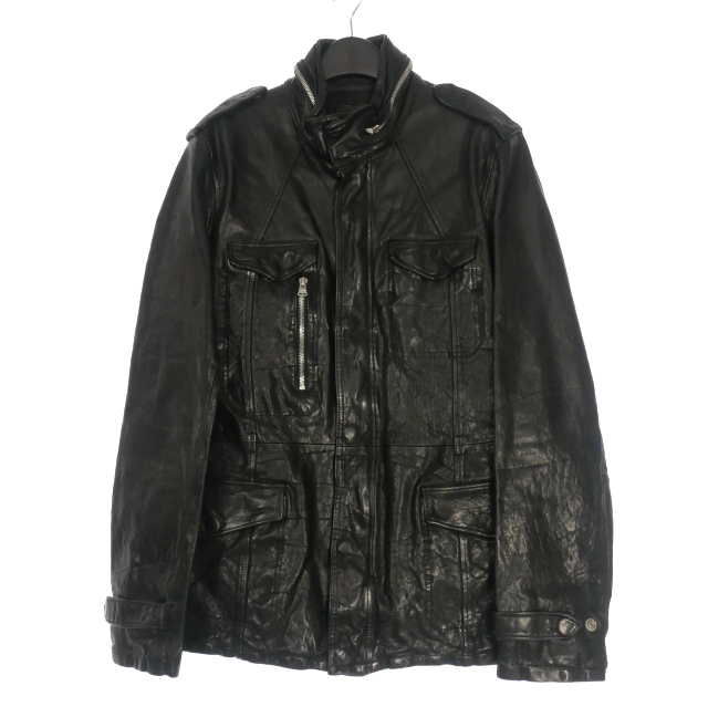 【中古】イサムカタヤマバックラッシュ  ジャパンショルダー製品染め M-65 レザーミリタリージャケット ブルゾン