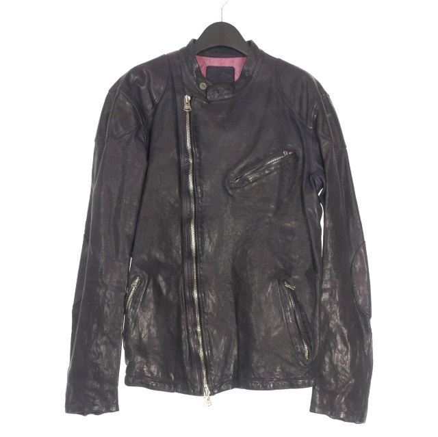 【中古】イサムカタヤマバックラッシュ ISAMU KATAYAMA BACKLASH フレンチショルダー製品染め レザージャケット L ブルー