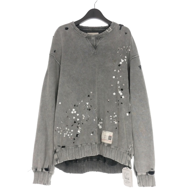 【中古】ミハラヤスヒロ MIHARA YASUHIRO 25AW EMBELLISHED BLEACHED SWEATSHIRT スウェット 46 グレー A15P0562-0