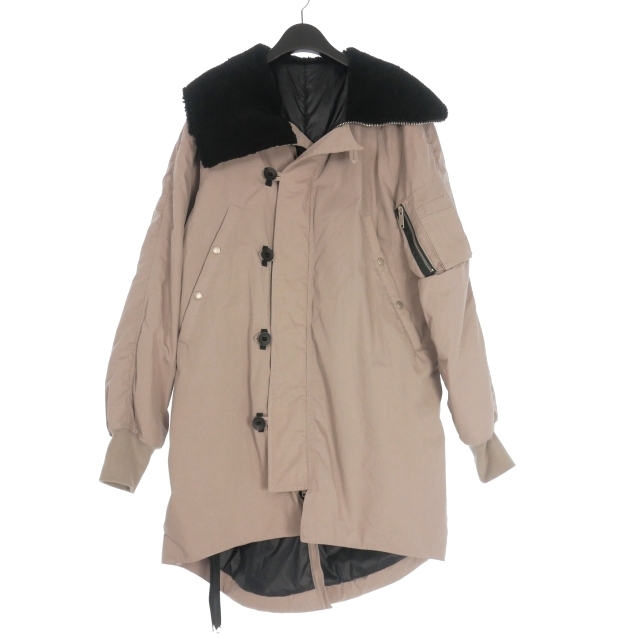 【中古】アンレーベルプロジェクト Unravel Project イタリア製 襟ボア ロングコート ジャケット 長袖 48 ベージュ UMEA036F18132001