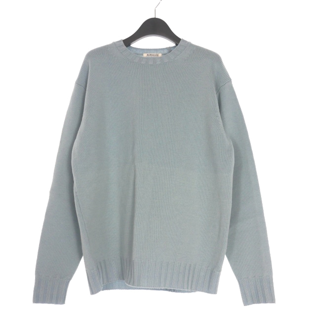 【中古】オーラリー AURALEE 23AW WASHED FRENCH MERINO KNIT ニットプルオーバー セーター 長袖 3 ライトブルー
