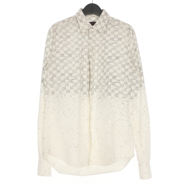 【中古】ルイヴィトン LOUIS VUITTON 22SS ダミエスプレッドロングスリーブシャツ 長袖 S ホワイト/グレー 白