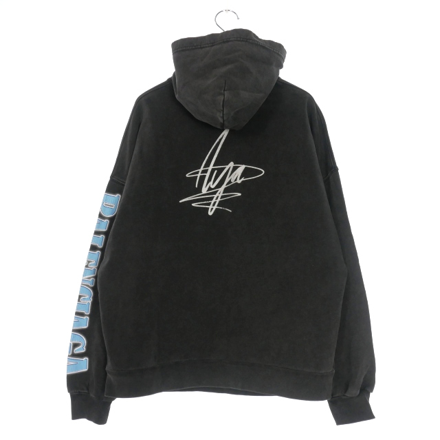 【中古】バレンシアガ BALENCIAGA 22SS アヤナカムラ ヴィンテージ加工 グラフィックフーディ パーカー 1 ブラック 黒