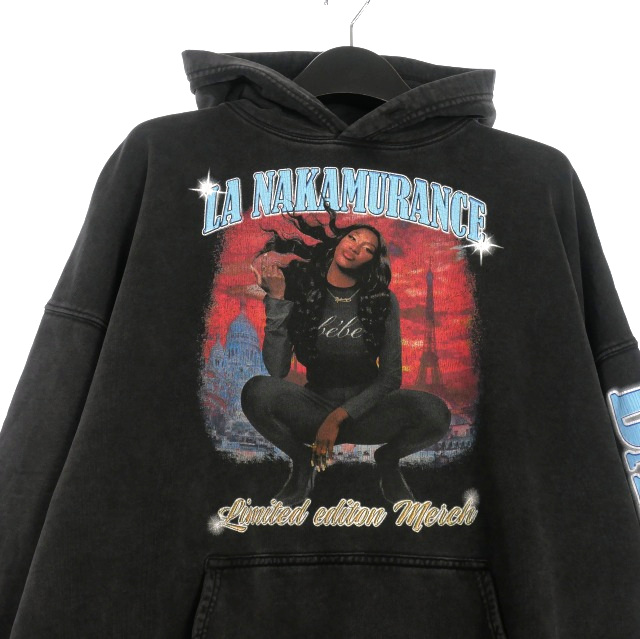 【中古】バレンシアガ BALENCIAGA 22SS アヤナカムラ ヴィンテージ加工 グラフィックフーディ パーカー 1 ブラック 黒