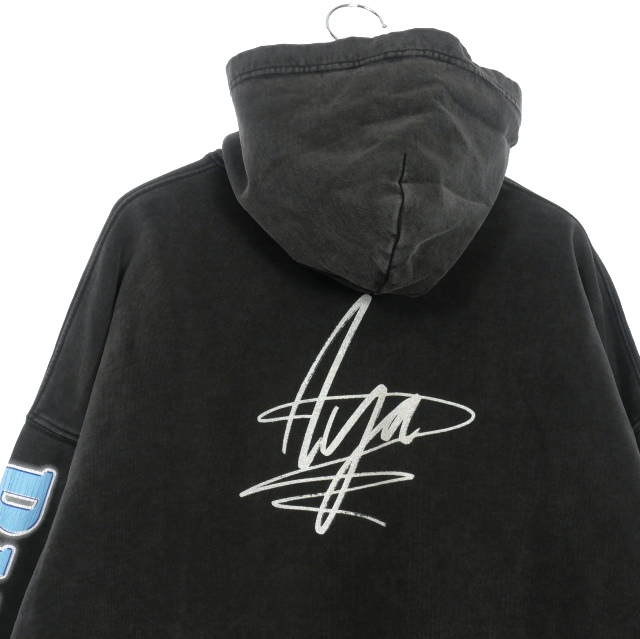【中古】バレンシアガ BALENCIAGA 22SS アヤナカムラ ヴィンテージ加工 グラフィックフーディ パーカー 1 ブラック 黒
