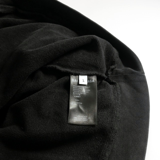 【中古】バレンシアガ BALENCIAGA 22SS アヤナカムラ ヴィンテージ加工 グラフィックフーディ パーカー 1 ブラック 黒