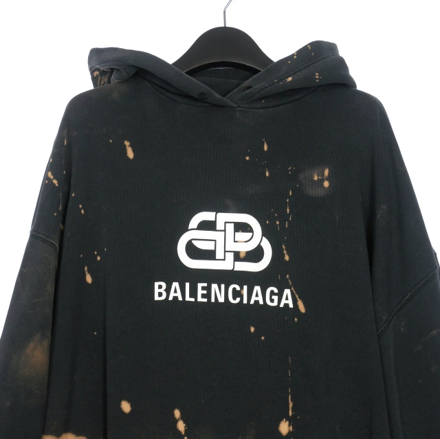 中古】バレンシアガ BALENCIAGA BBロゴ ブリーチ加工 プルオーバー