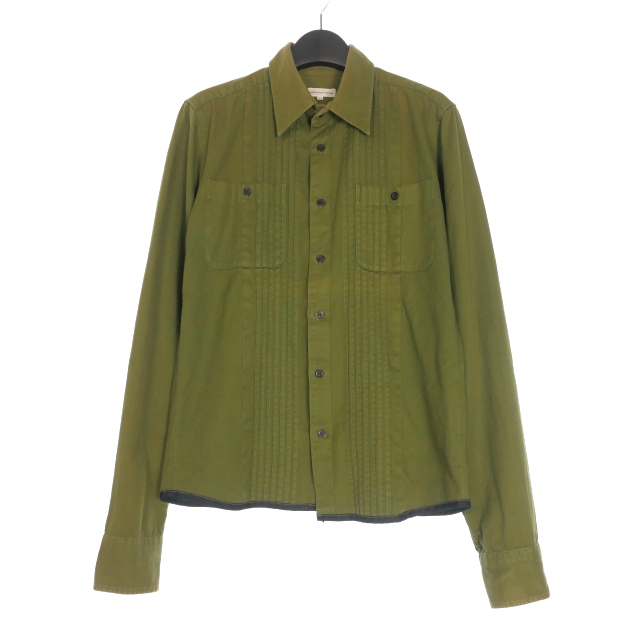 【中古】ドリスヴァンノッテン DRIES VAN NOTEN ライカ期 ミリタリーシャツ 長袖 46 カーキ 緑 メンズ