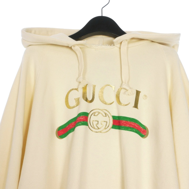 【中古】グッチ GUCCI Blind for Love ドッグ刺繍 プルオーバーパーカー フーディ 長袖 エクリュ 白系 457931