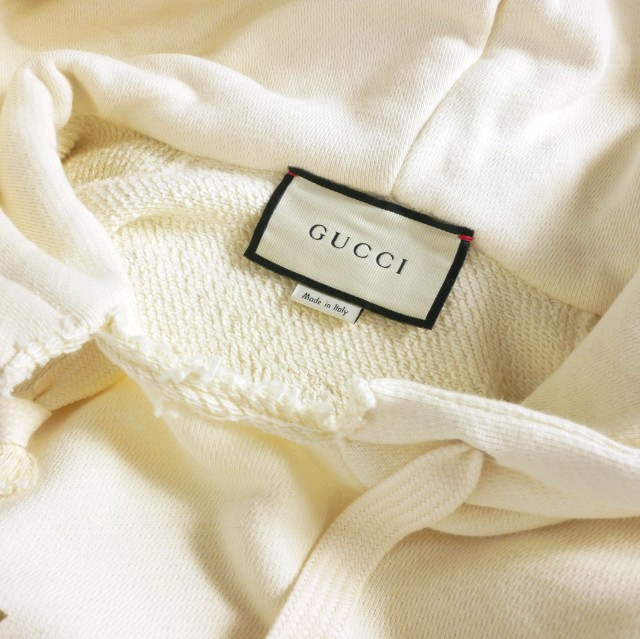 【中古】グッチ GUCCI Blind for Love ドッグ刺繍 プルオーバーパーカー フーディ 長袖 エクリュ 白系 457931