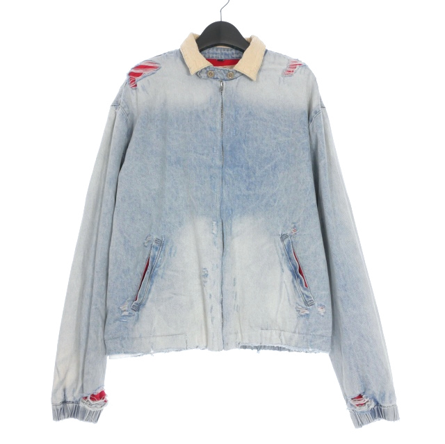【中古】未使用品 バスケットケース Basketcase Distressed Padded Denim Jacket  デニムジャケット ブルゾン L