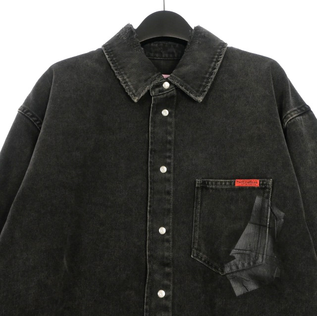 【中古】未使用品 マーティンローズ Martine Rose Denim Overshirt デニム オーバーサイズシャツ 長袖 S ブラック 黒 MRSS24-224_2