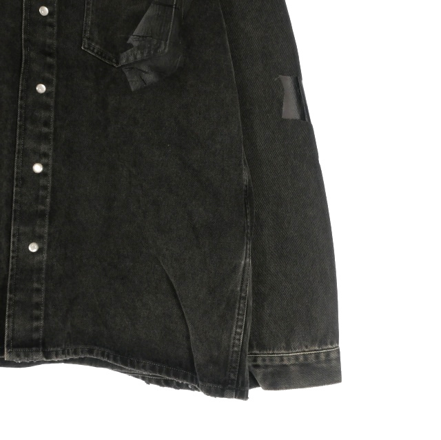 【中古】未使用品 マーティンローズ Martine Rose Denim Overshirt デニム オーバーサイズシャツ 長袖 S ブラック 黒 MRSS24-224_3