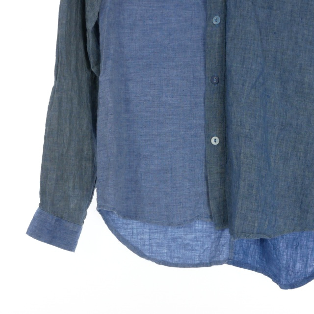 【中古】フランクリーダー FRANK LEDER シャンブレー 切替リネンシャツ カジュアルシャツ 長袖 XS ブルー 青 国内正規 メンズ_3