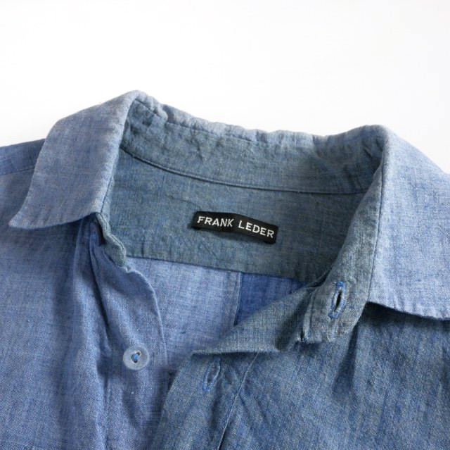 【中古】フランクリーダー FRANK LEDER シャンブレー 切替リネンシャツ カジュアルシャツ 長袖 XS ブルー 青 国内正規 メンズ_4