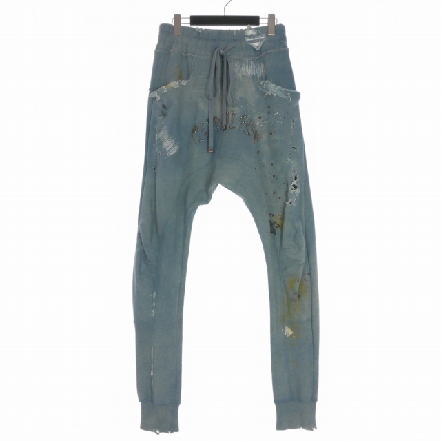 【中古】カタリスト CVTVLIST スタッズロゴ ダメージ加工 スウェット サルエルパンツ 1 ブルー 青 2401030401 メンズ