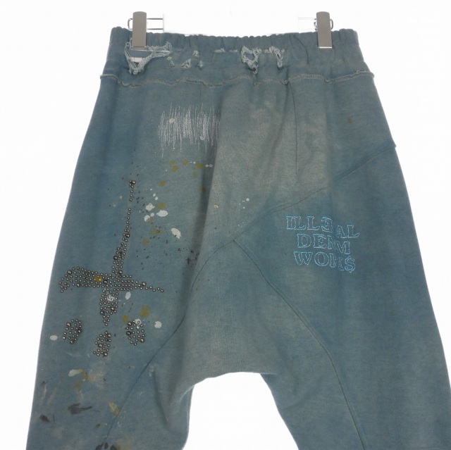 【中古】カタリスト CVTVLIST スタッズロゴ ダメージ加工 スウェット サルエルパンツ 1 ブルー 青 2401030401 メンズ_4