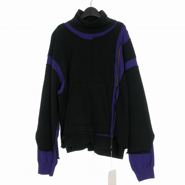 【中古】未使用品 ファセッタズム FACETASM LAYERD DECONSTRUCTED SWEAT ハイネックスウエット トレーナー 4 ブラック MKS-SW-M01 メンズ