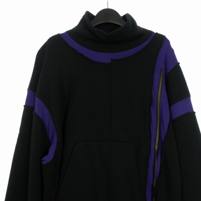 【中古】未使用品 ファセッタズム FACETASM LAYERD DECONSTRUCTED SWEAT ハイネックスウエット トレーナー 4 ブラック MKS-SW-M01 メンズ_2