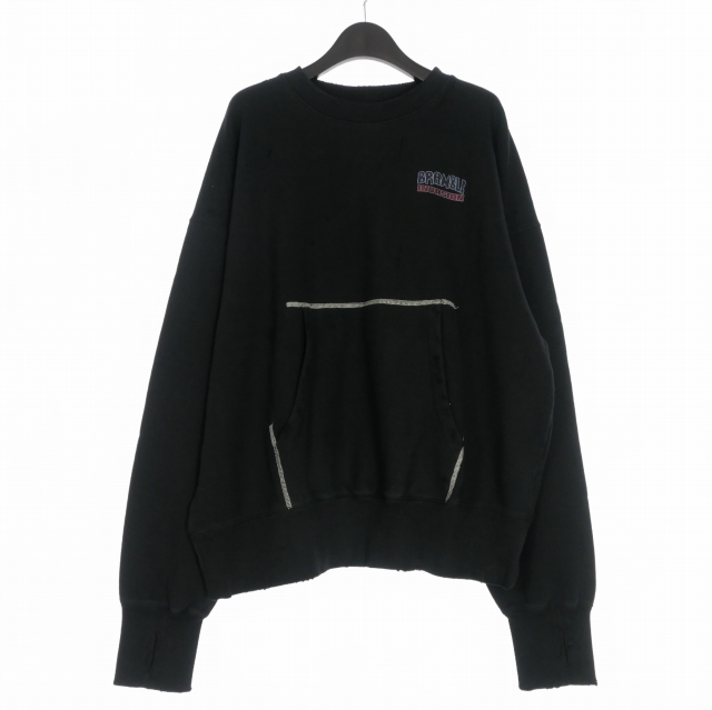 【中古】未使用品 ミシェル 71 MICHAEL 24AW ダメージ加工 オーバーサイズスウェットシャツ トレーナー 長袖 2(M) ブラック