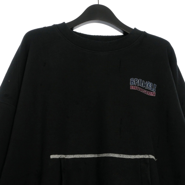 【中古】未使用品 ミシェル 71 MICHAEL 24AW ダメージ加工 オーバーサイズスウェットシャツ トレーナー 長袖 2(M) ブラック_2