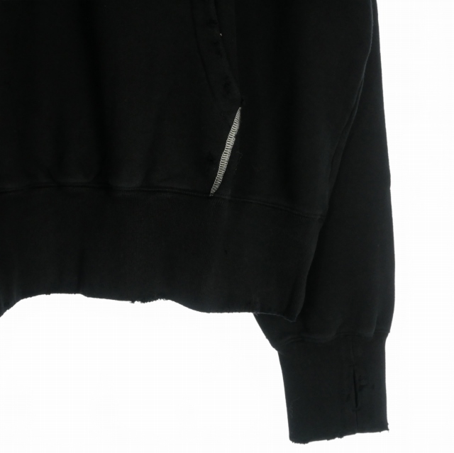 【中古】未使用品 ミシェル 71 MICHAEL 24AW ダメージ加工 オーバーサイズスウェットシャツ トレーナー 長袖 2(M) ブラック_3