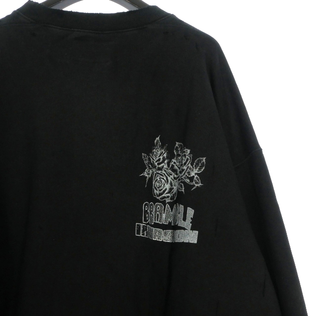 【中古】未使用品 ミシェル 71 MICHAEL 24AW ダメージ加工 オーバーサイズスウェットシャツ トレーナー 長袖 2(M) ブラック_4