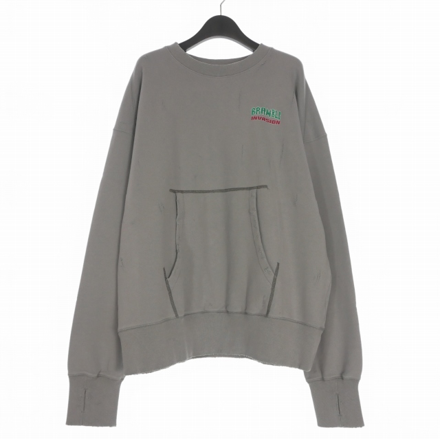 【中古】未使用品 ミシェル 71 MICHAEL 24AW ダメージ加工 オーバーサイズスウェットシャツ トレーナー 長袖 2(M) グレー