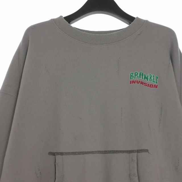 【中古】未使用品 ミシェル 71 MICHAEL 24AW ダメージ加工 オーバーサイズスウェットシャツ トレーナー 長袖 2(M) グレー_2