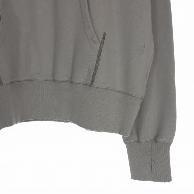 【中古】未使用品 ミシェル 71 MICHAEL 24AW ダメージ加工 オーバーサイズスウェットシャツ トレーナー 長袖 2(M) グレー_3