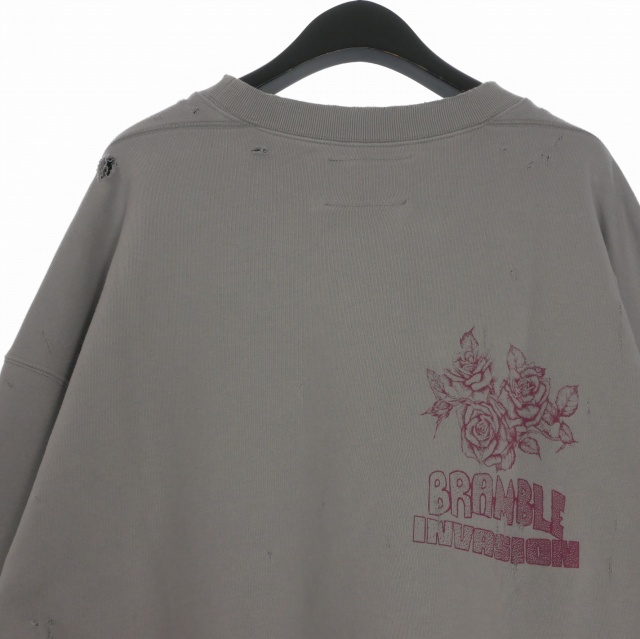 【中古】未使用品 ミシェル 71 MICHAEL 24AW ダメージ加工 オーバーサイズスウェットシャツ トレーナー 長袖 2(M) グレー_4