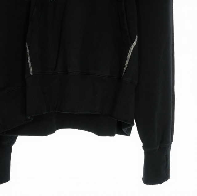【中古】未使用品 ミシェル 71 MICHAEL 24AW ダメージ加工 オーバーサイズフーディ パーカー 長袖 2(M) ブラック 黒 MC243C045_3
