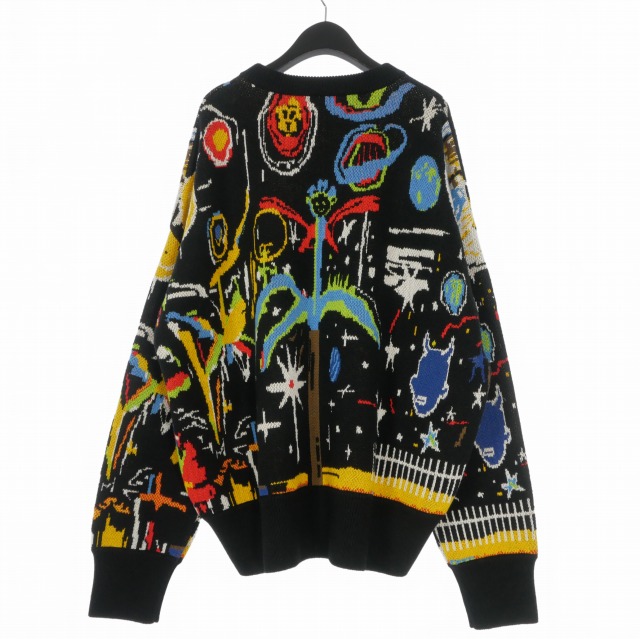 【中古】未使用品 パームエンジェルス PALM ANGELS 23AW Starry Night Jacquard Sweater セーター ニット XL ブラック/マルチカラー_1