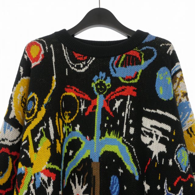 【中古】未使用品 パームエンジェルス PALM ANGELS 23AW Starry Night Jacquard Sweater セーター ニット XL ブラック/マルチカラー_2