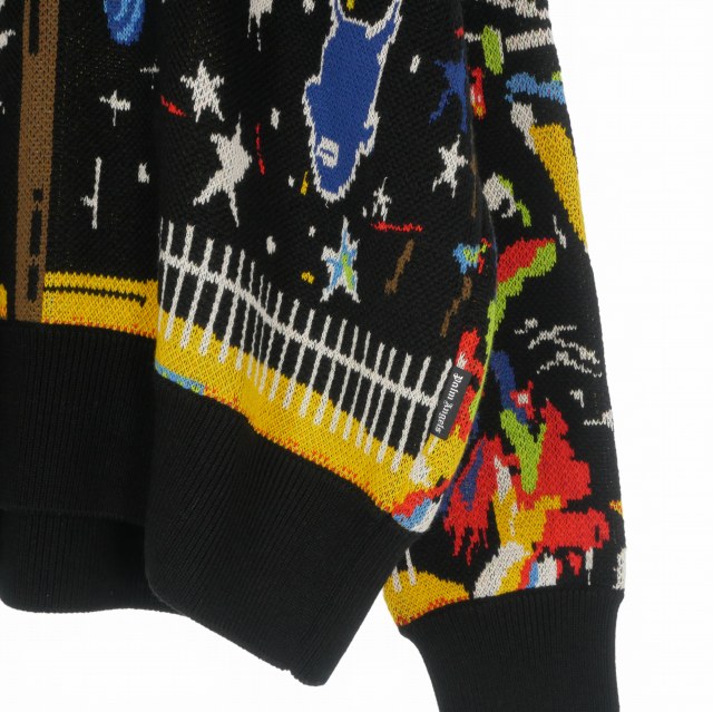 【中古】未使用品 パームエンジェルス PALM ANGELS 23AW Starry Night Jacquard Sweater セーター ニット XL ブラック/マルチカラー_3