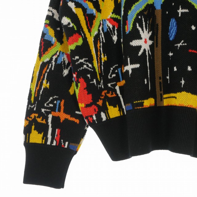 【中古】未使用品 パームエンジェルス PALM ANGELS 23AW Starry Night Jacquard Sweater セーター ニット XL ブラック/マルチカラー_4