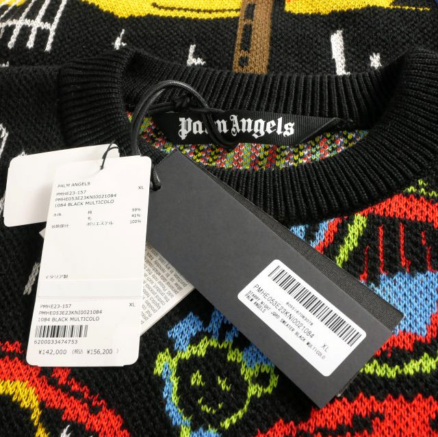 【中古】未使用品 パームエンジェルス PALM ANGELS 23AW Starry Night Jacquard Sweater セーター ニット XL ブラック/マルチカラー_5