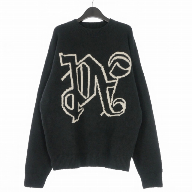 【中古】未使用品 パームエンジェルス PALM ANGELS 24AW Black Monogram Sweater モノグラムセーター ニット 長袖 M ブラック