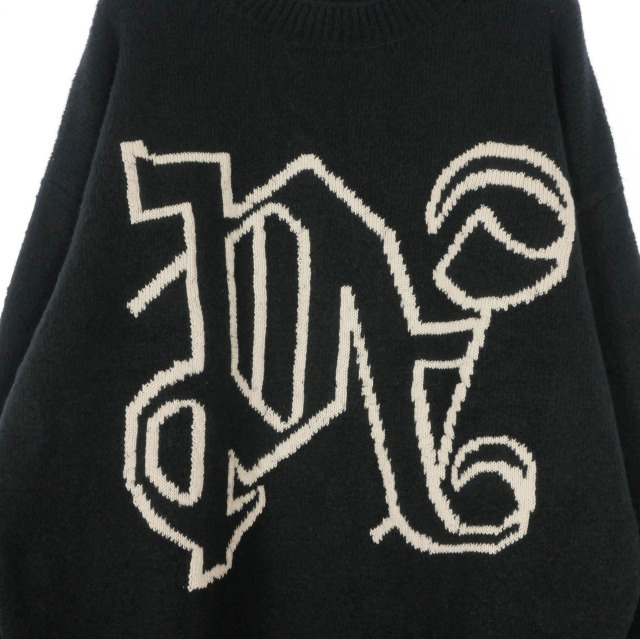 【中古】未使用品 パームエンジェルス PALM ANGELS 24AW Black Monogram Sweater モノグラムセーター ニット 長袖 M ブラック_2