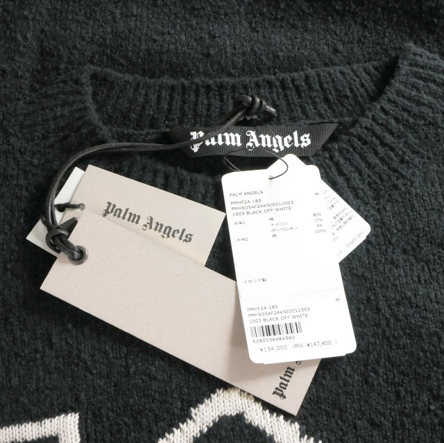 【中古】未使用品 パームエンジェルス PALM ANGELS 24AW Black Monogram Sweater モノグラムセーター ニット 長袖 M ブラック_5