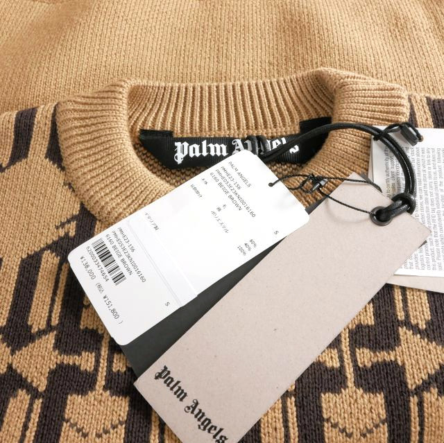 【中古】未使用品 パームエンジェルス PALM ANGELS 23AW ALLOVER MONOGRAM JQRD SWEA S ベージュ PMHE053E23KNI0016160 国内正規 メンズ_6
