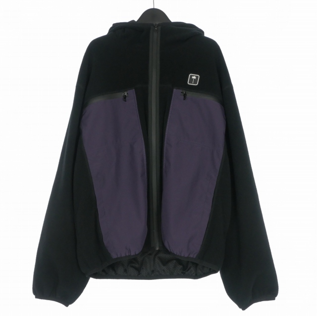 【中古】パームエンジェルス PALM ANGELS 23SS フーデッド フリースジャケット ブルゾン 長袖 L ブラック/パープル