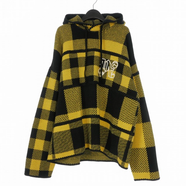 【中古】未使用品 パームエンジェルス PALM ANGELS 24AW PA MONOGRAM TRATAN KNIT HO OCHER ニットフーディ セーター L イエロー