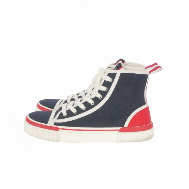 【中古】クリスチャンルブタン Christian louboutin Pedro Flat MARINE ハイカット キャンバススニーカー 靴 42 ネイビー/レッド メンズ_1