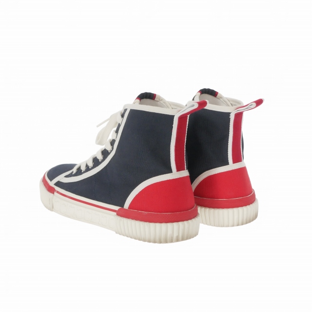 【中古】クリスチャンルブタン Christian louboutin Pedro Flat MARINE ハイカット キャンバススニーカー 靴 42 ネイビー/レッド メンズ_2