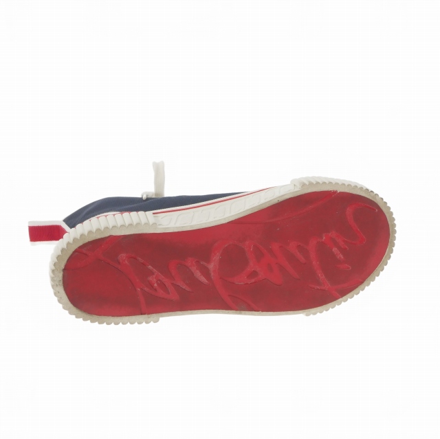 【中古】クリスチャンルブタン Christian louboutin Pedro Flat MARINE ハイカット キャンバススニーカー 靴 42 ネイビー/レッド メンズ_5